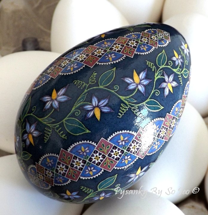 Nightshade Spiral Pysanka Ukrainian Easter Egg Batik Art Pysanky By So Jeo